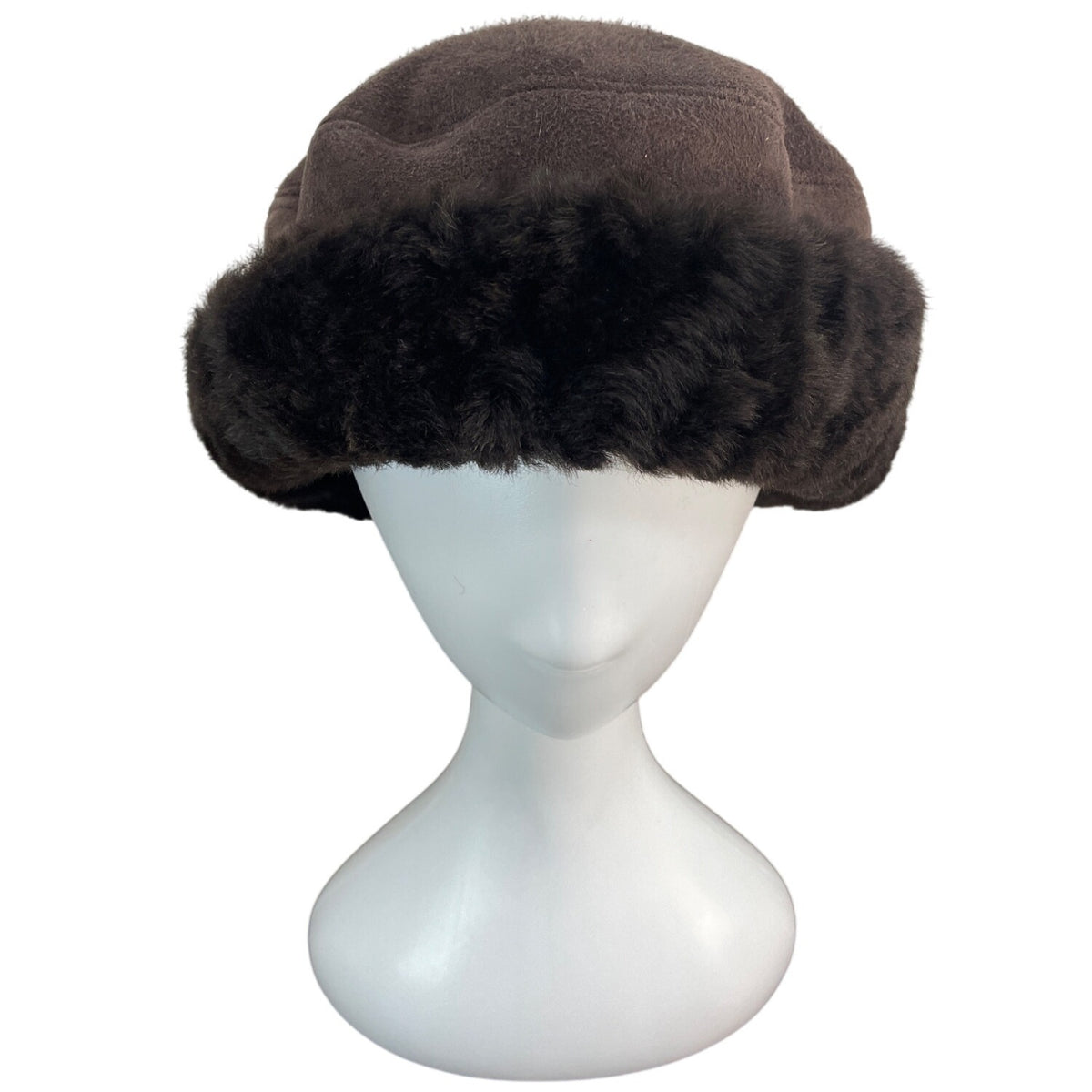 Vintage L.L. Bean Womens Faux Fur Brown Winter Hat Size S/M Made in Finland