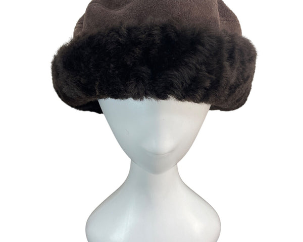Vintage L.L. Bean Womens Faux Fur Brown Winter Hat Size S/M Made in Finland