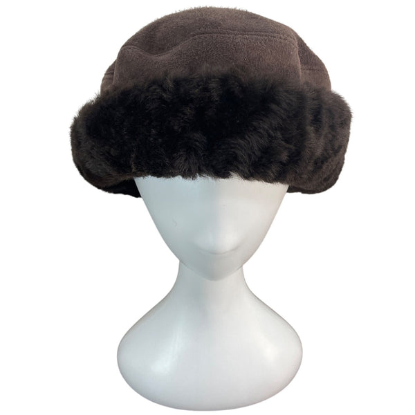 Vintage L.L. Bean Womens Faux Fur Brown Winter Hat Size S/M Made in Finland