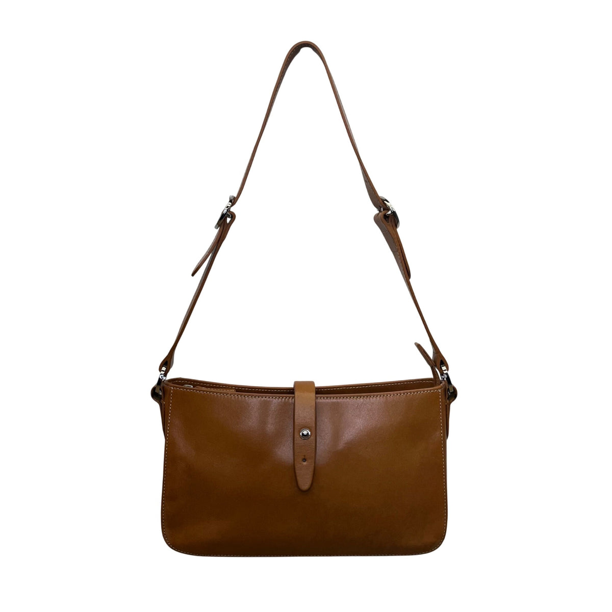 Valerie Stevens Women’s Brown Leather Adjustable Strap Snap Closure Shoulder Bag