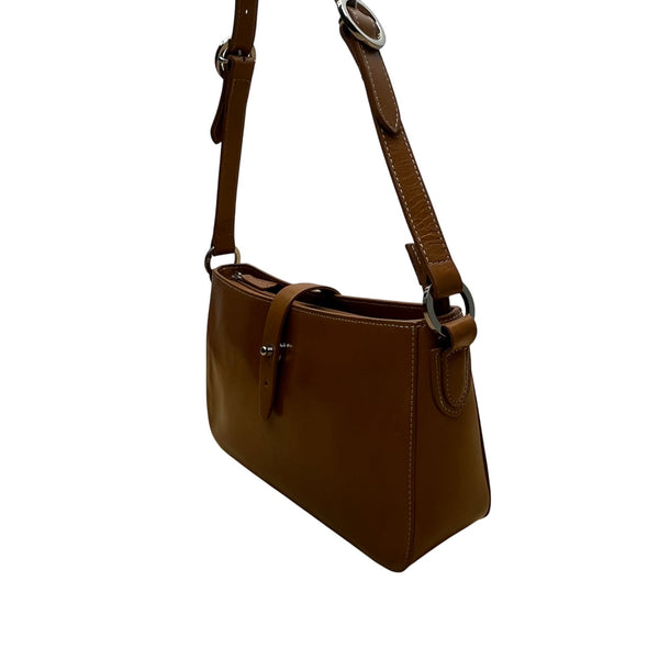 Valerie Stevens Women’s Brown Leather Adjustable Strap Snap Closure Shoulder Bag