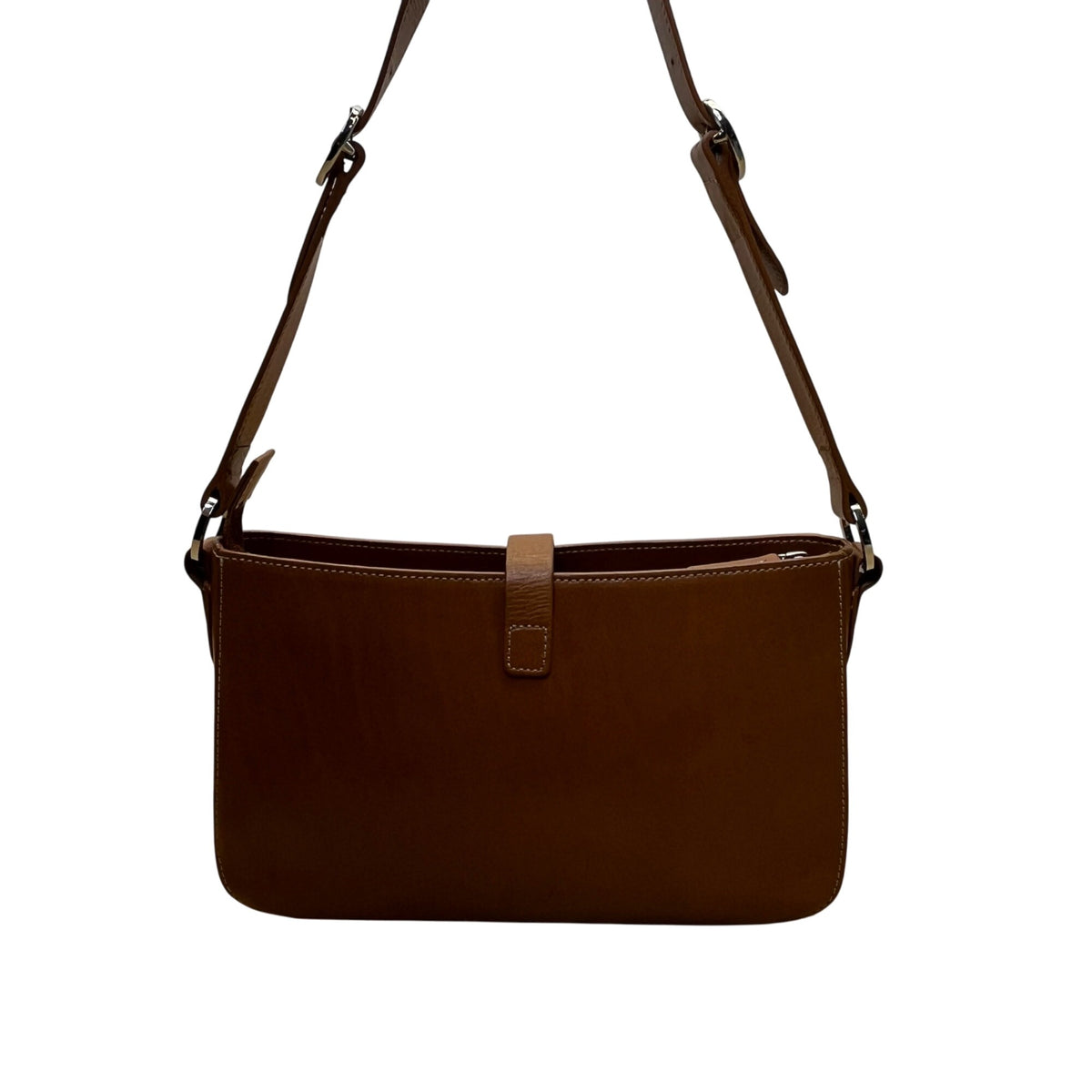 Valerie Stevens Women’s Brown Leather Adjustable Strap Snap Closure Shoulder Bag