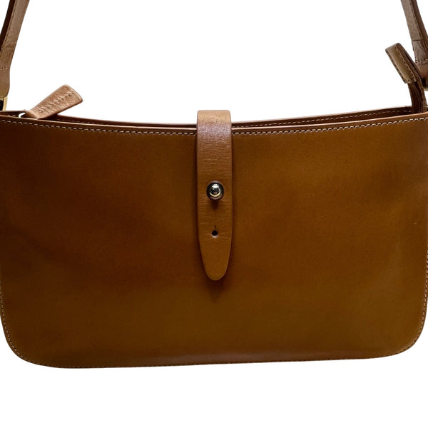 Valerie Stevens Women’s Brown Leather Adjustable Strap Snap Closure Shoulder Bag