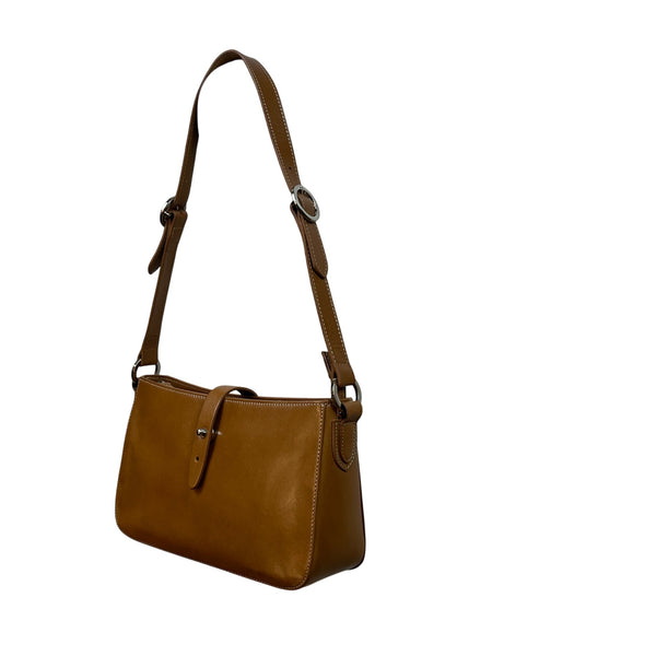 Valerie Stevens Women’s Brown Leather Adjustable Strap Snap Closure Shoulder Bag