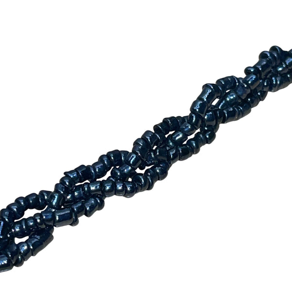 Handmade Women’s Black Beaded Squared Woven Pattern Long Strap Crossbody Bag