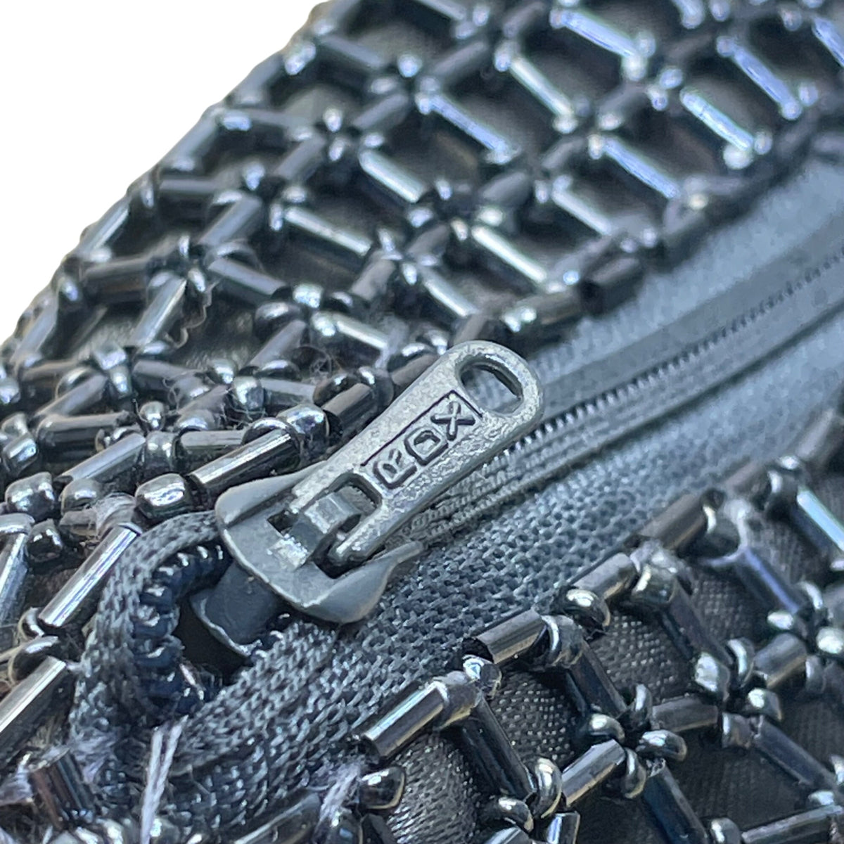 Handmade Women’s Black Beaded Squared Woven Pattern Long Strap Crossbody Bag