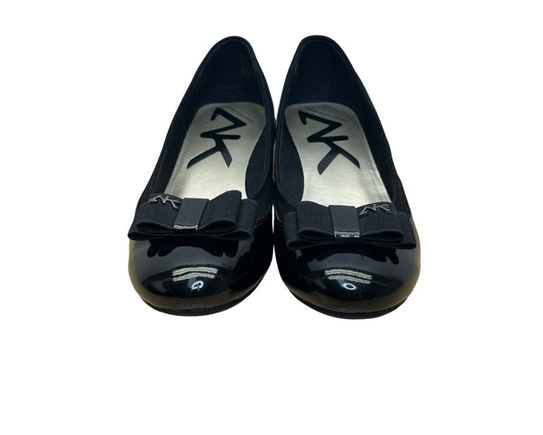Anne Klein Sport Women’s Black Patent Leather Bow Slip-On Wedge Pumps Size 8.5M