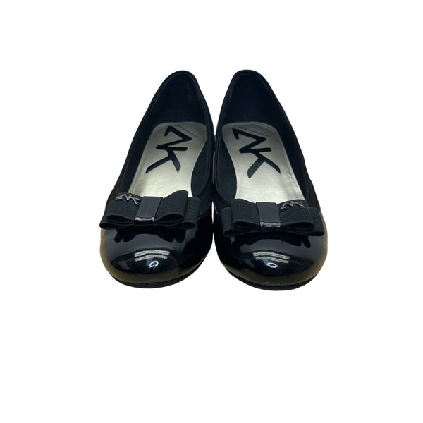 Anne Klein Sport Women’s Black Patent Leather Bow Slip-On Wedge Pumps Size 8.5M