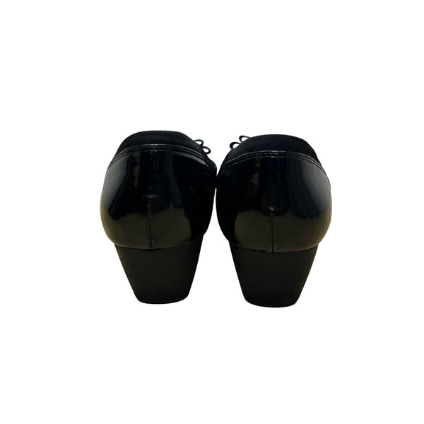 Anne Klein Sport Women’s Black Patent Leather Bow Slip-On Wedge Pumps Size 8.5M