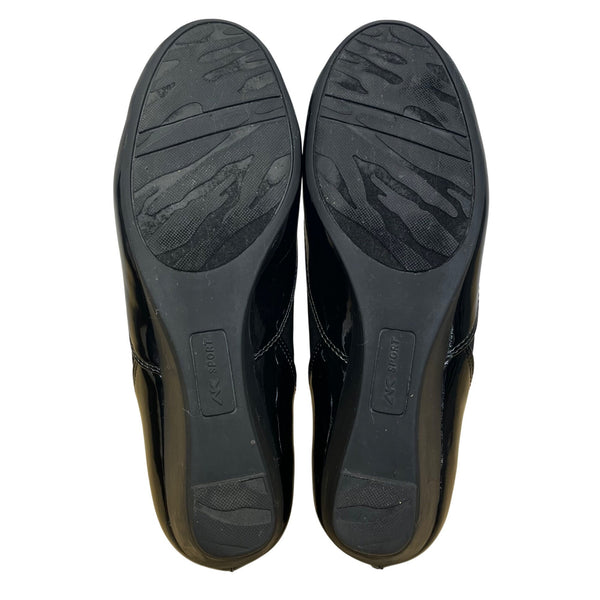 Anne Klein Sport Women’s Black Patent Leather Bow Slip-On Wedge Pumps Size 8.5M