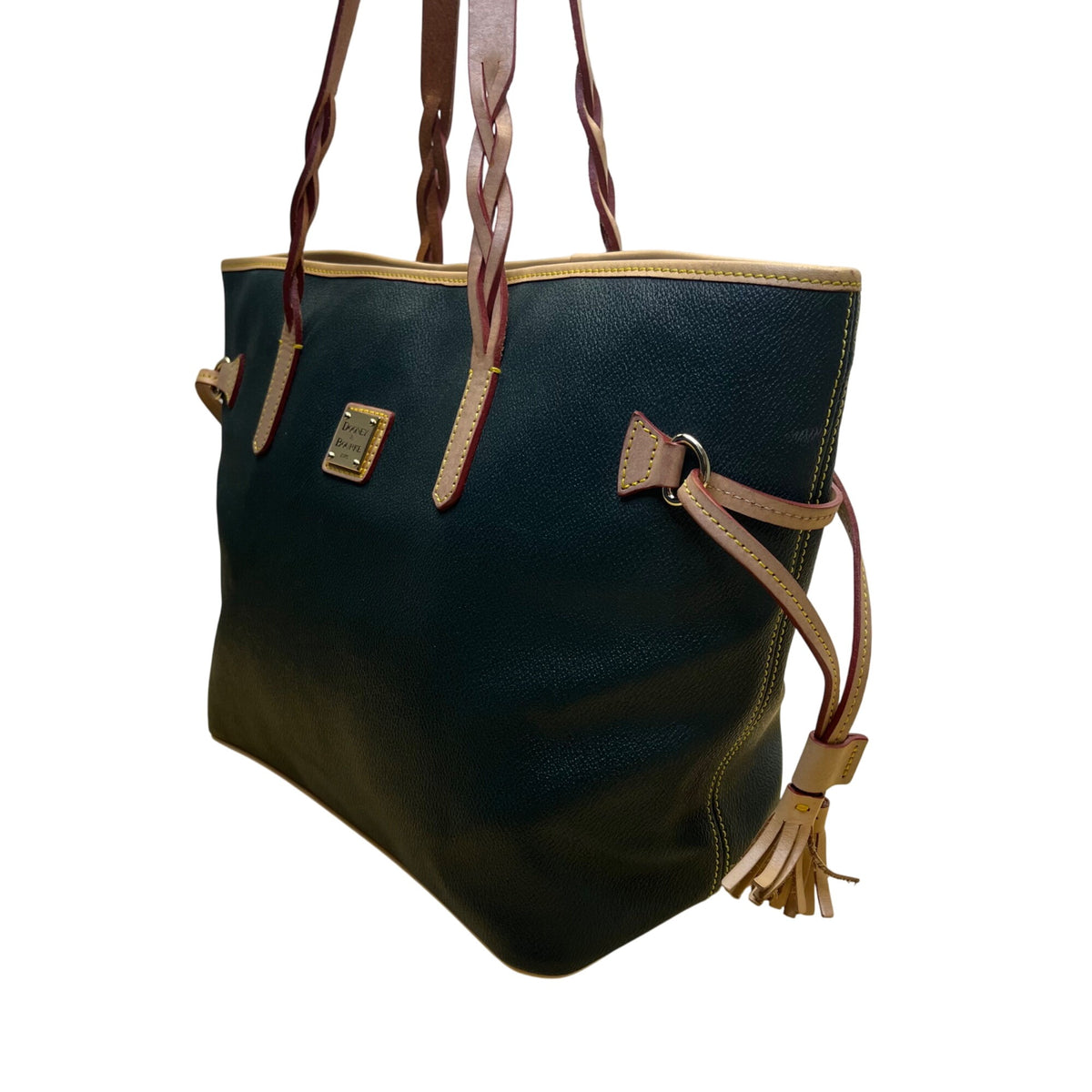 Dooney & Bourke Womens Black Leather With Tassels Spacious Shoulder Bag