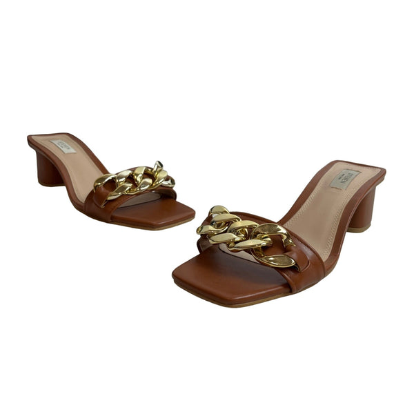 Steven New York Women's Brown Leona Blocked Sandals Sz 11