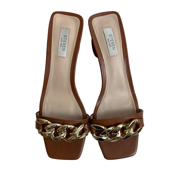 Steven New York Women's Brown Leona Blocked Sandals Sz 11