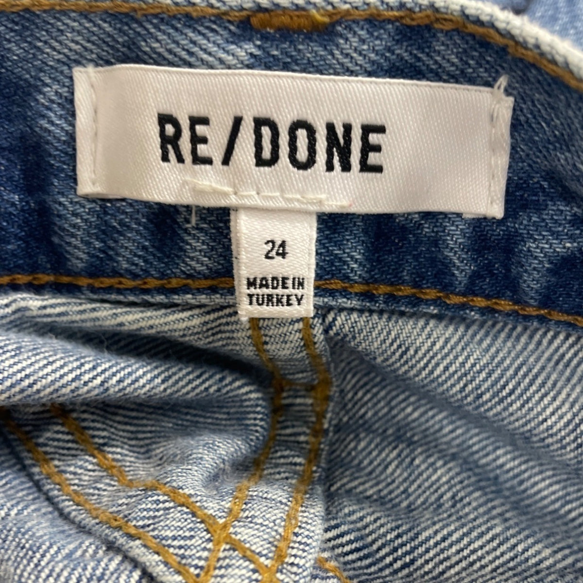 Re/Done Women's Blue Wide Jeans with Distressed Look at Length End  Sz 24
