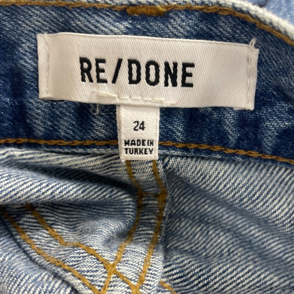 Re/Done Women's Blue Wide Jeans with Distressed Look at Length End  Sz 24