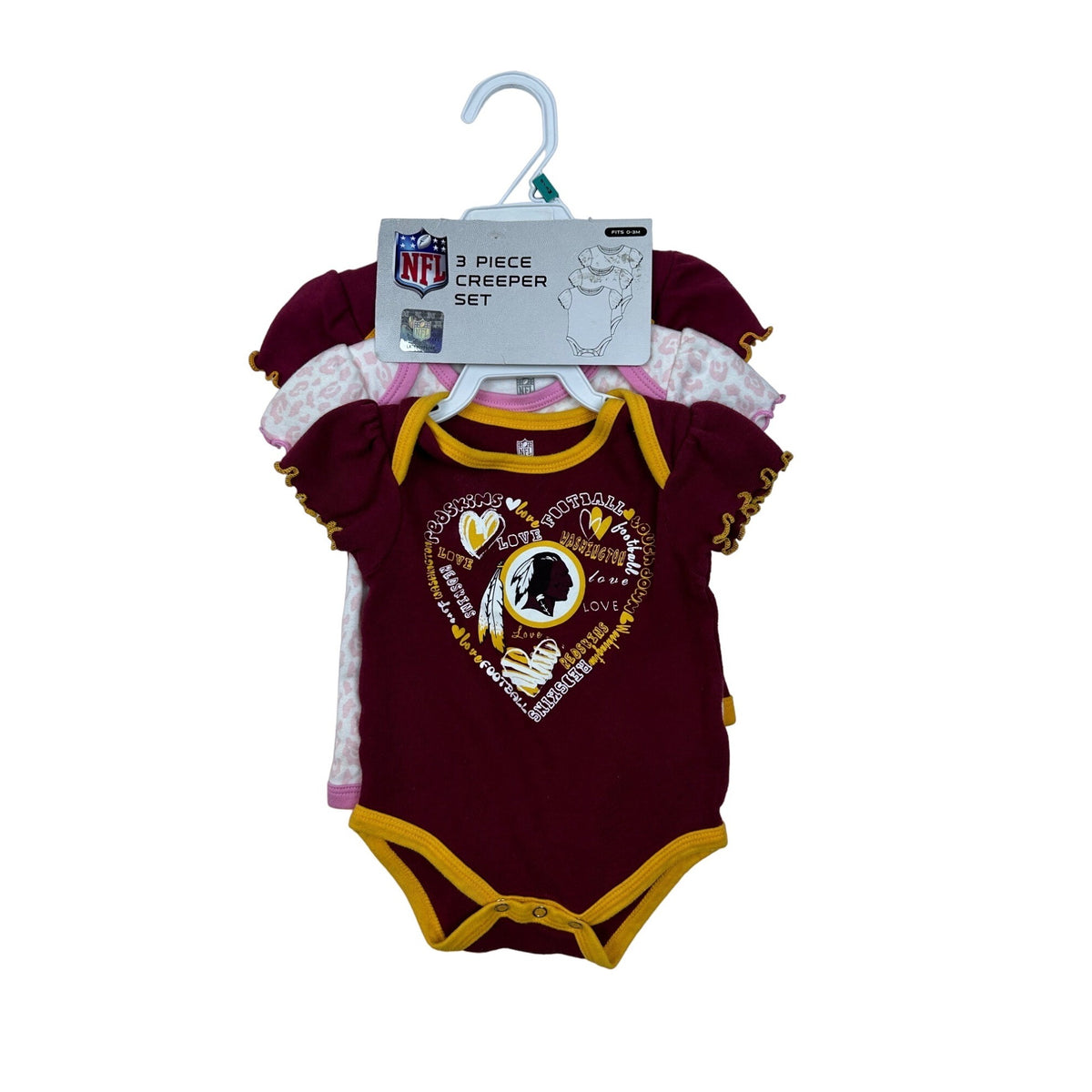 NFL Indians Toddler Girl's Red and White Creeper Set Sz 0-3M - NWT