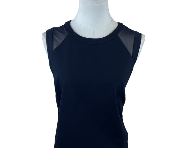 Banana Republic Womens Black Sleeveless Mesh Contrast Back Zip Blouse Size M