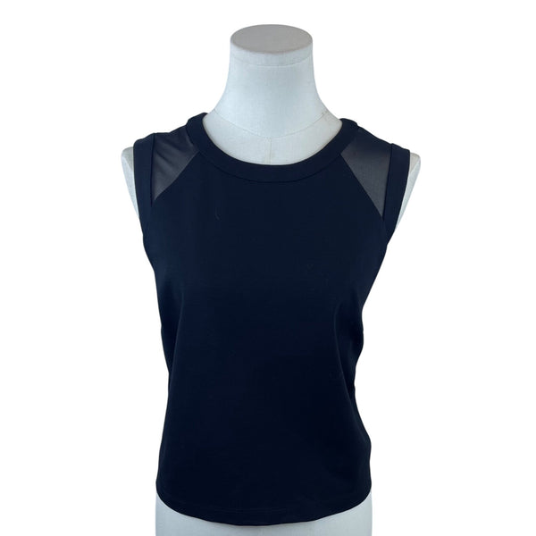 Banana Republic Womens Black Sleeveless Mesh Contrast Back Zip Blouse Size M