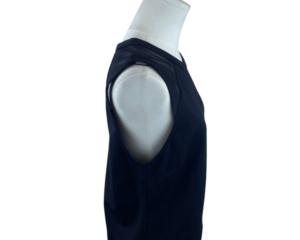 Banana Republic Womens Black Sleeveless Mesh Contrast Back Zip Blouse Size M