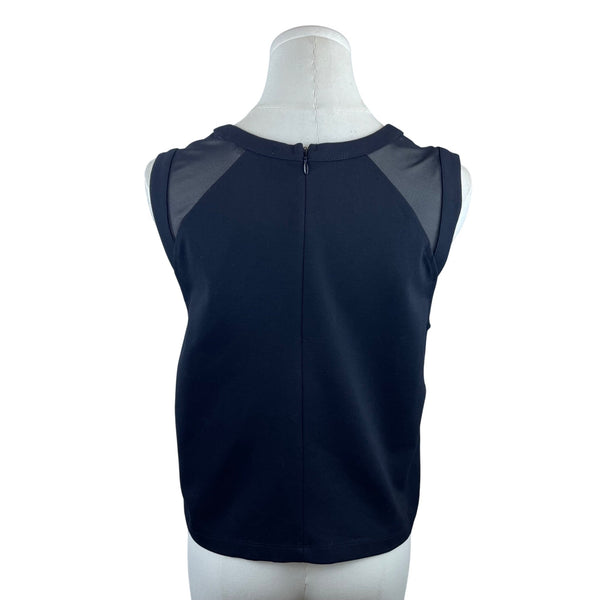 Banana Republic Womens Black Sleeveless Mesh Contrast Back Zip Blouse Size M
