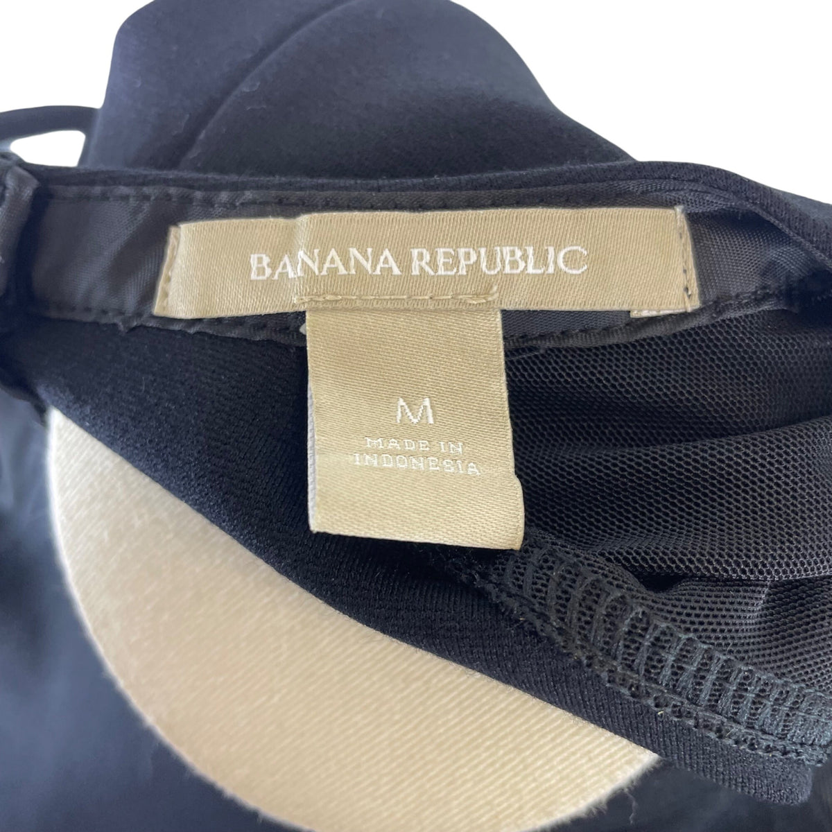 Banana Republic Womens Black Sleeveless Mesh Contrast Back Zip Blouse Size M