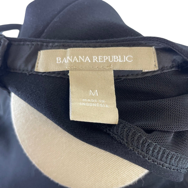 Banana Republic Womens Black Sleeveless Mesh Contrast Back Zip Blouse Size M