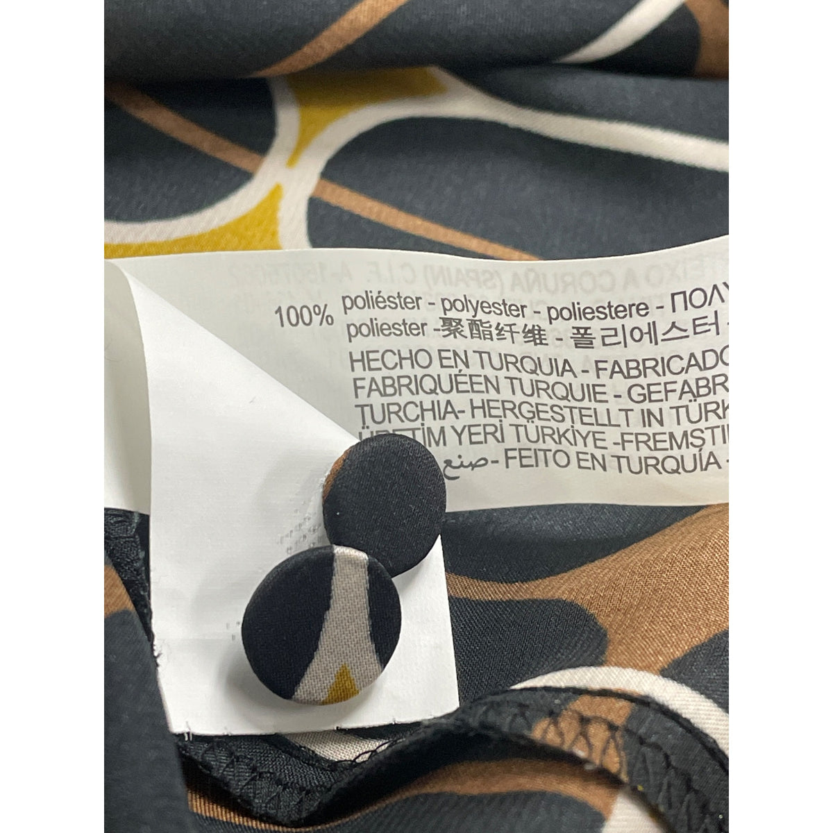 Zara Women's Multi-Color Geometric  Midi Dress Belted Long Sleeve Size S - New