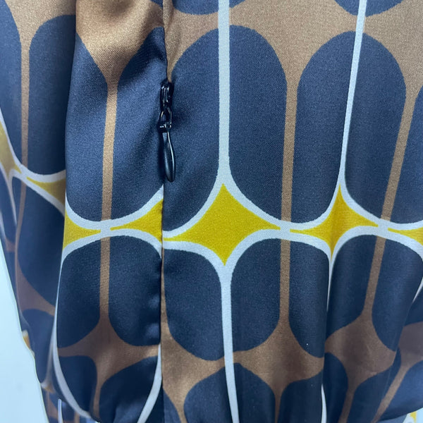 Zara Women's Multi-Color Geometric  Midi Dress Belted Long Sleeve Size S - New