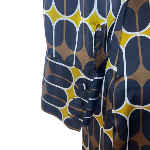 Zara Women's Multi-Color Geometric  Midi Dress Belted Long Sleeve Size S - New