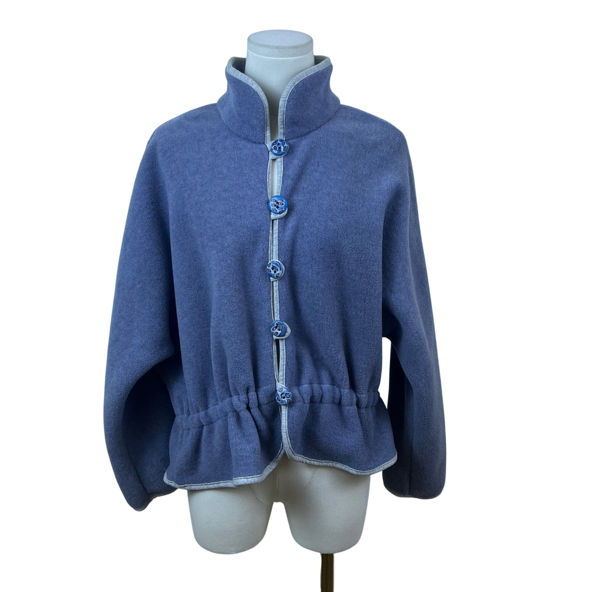 Cold Air Design Womens Blue Button-Up Jacket Stylish High Collar Size 12