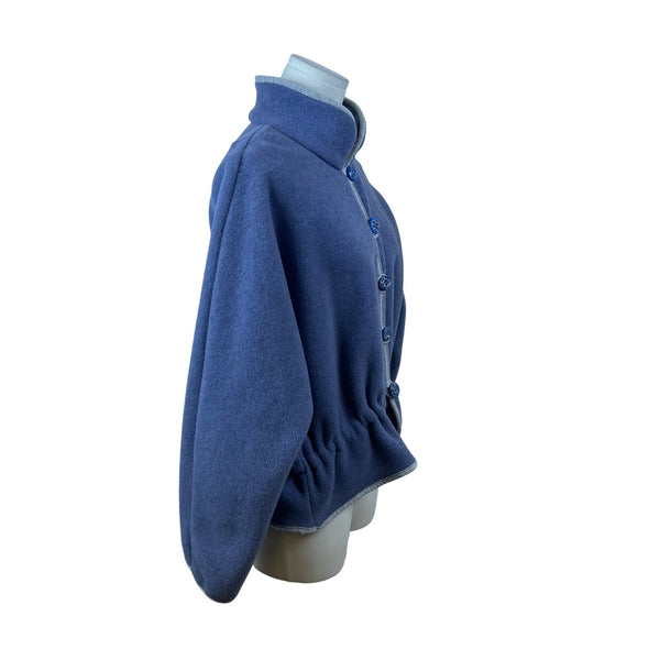 Cold Air Design Womens Blue Button-Up Jacket Stylish High Collar Size 12