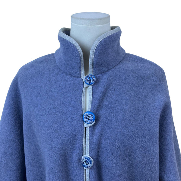 Cold Air Design Womens Blue Button-Up Jacket Stylish High Collar Size 12