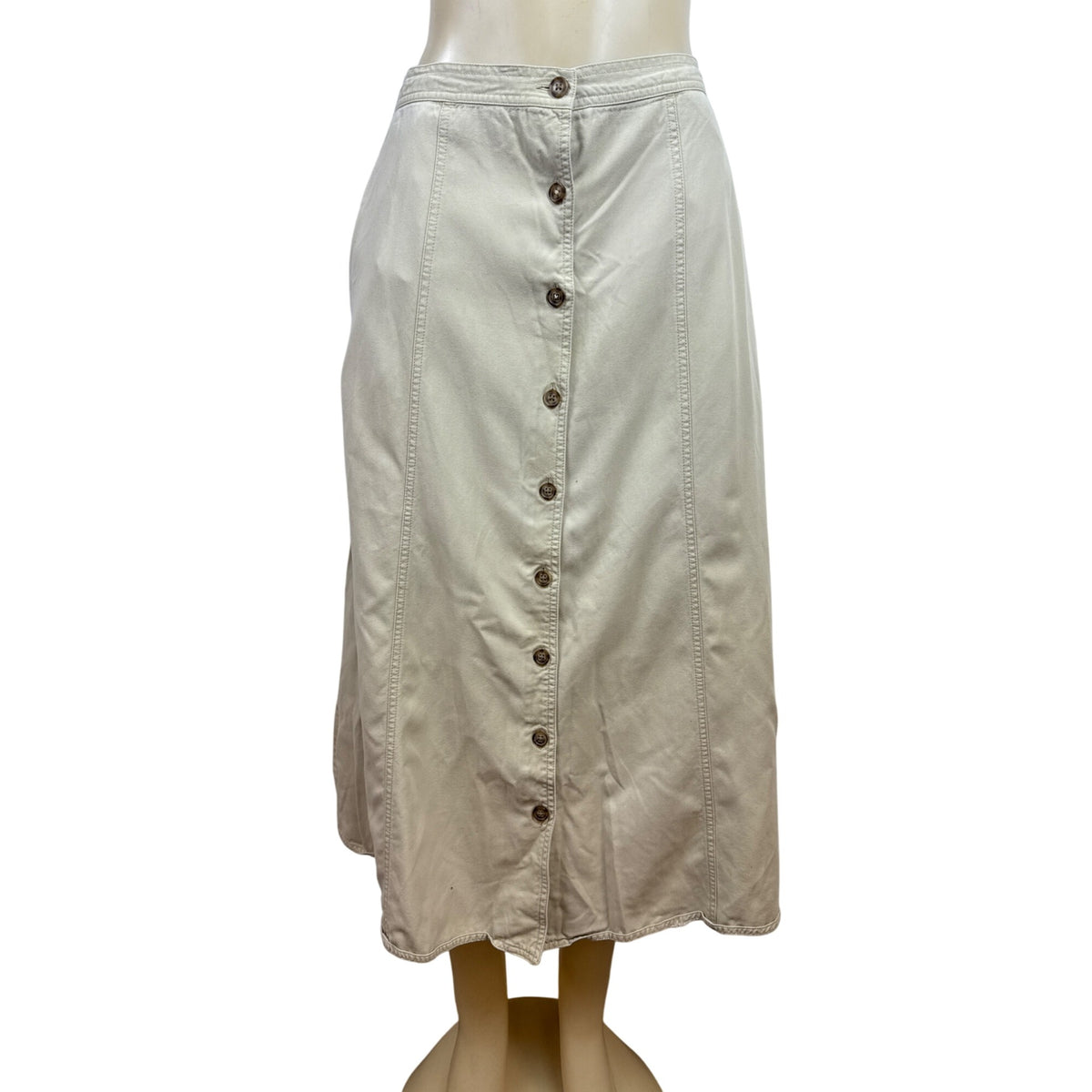 Vintage Talbots Women's Beige Button Front A Line Skirt Size 6