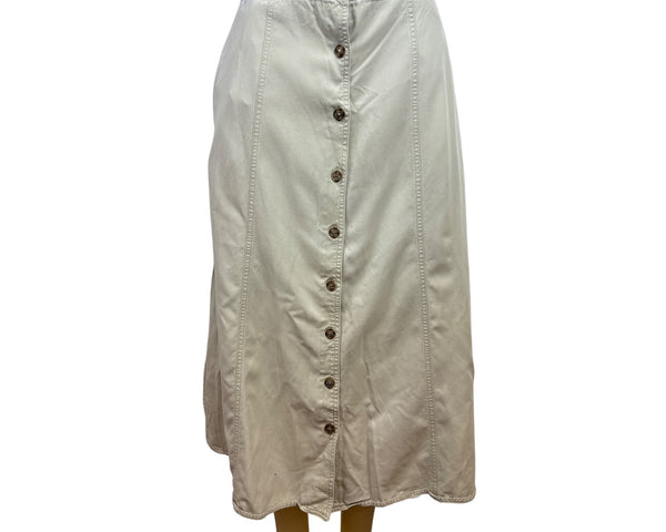 Vintage Talbots Womens Beige Button-Front A-Line Skirt Size 6