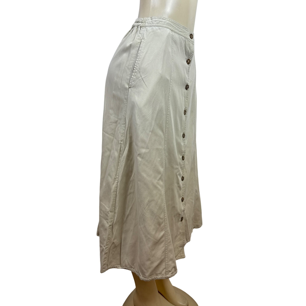 Vintage Talbots Women's Beige Button Front A Line Skirt Size 6