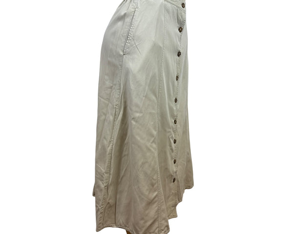 Vintage Talbots Womens Beige Button-Front A-Line Skirt Size 6