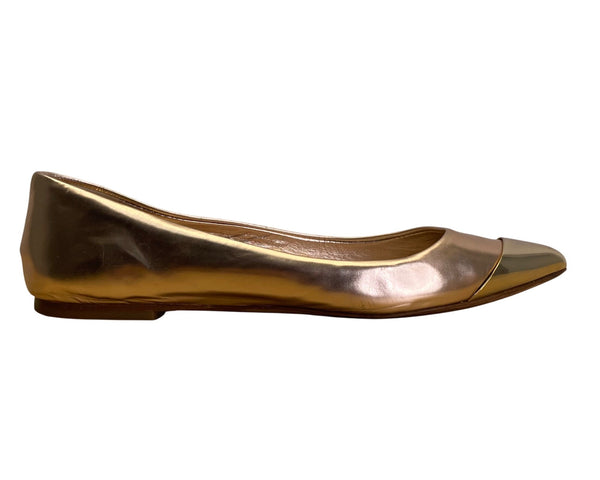 Christian Dior Women’s Gold Metallic Pointed Toe Ballet Flats Size 35.5