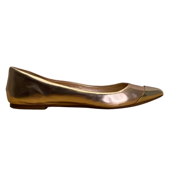 Christian Dior Women’s Gold Metallic Pointed Toe Ballet Flats Size 35.5