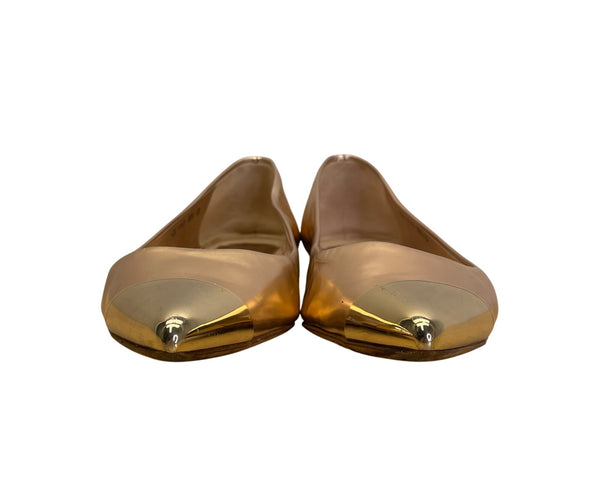 Christian Dior Women’s Gold Metallic Pointed Toe Ballet Flats Size 35.5