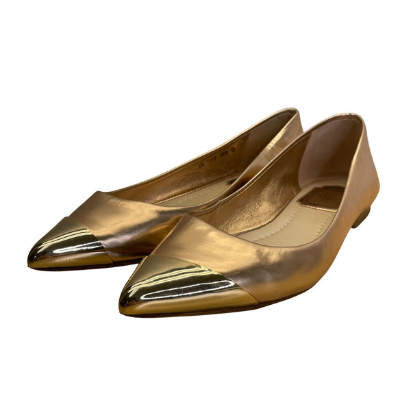 Christian Dior Women’s Gold Metallic Pointed Toe Ballet Flats Size 35.5