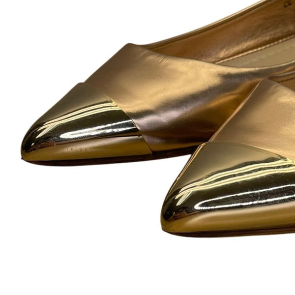 Christian Dior Women’s Gold Metallic Pointed Toe Ballet Flats Size 35.5