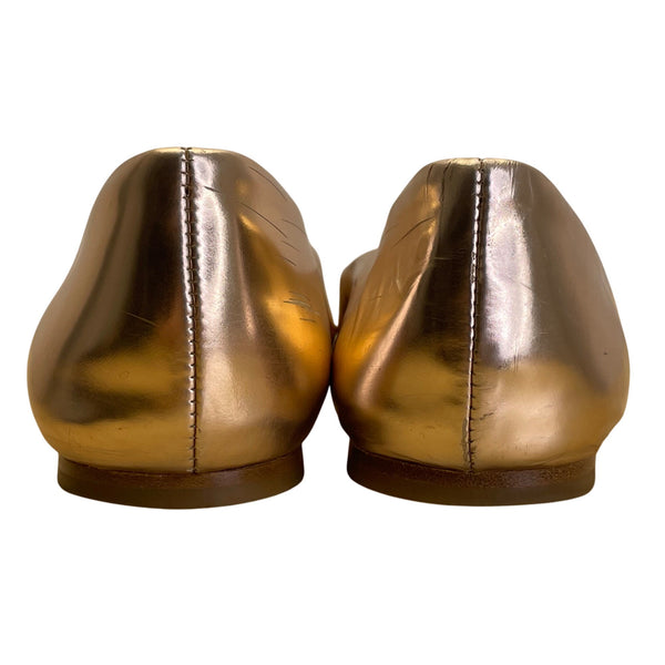 Christian Dior Women’s Gold Metallic Pointed Toe Ballet Flats Size 35.5