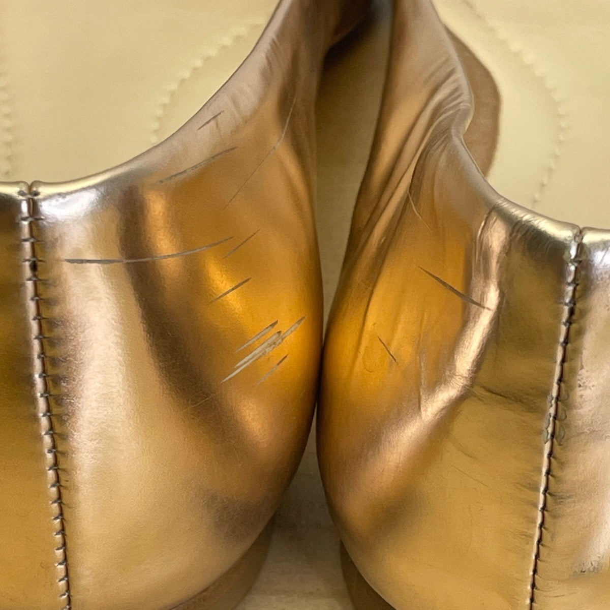 Christian Dior Women’s Gold Metallic Pointed Toe Ballet Flats Size 35.5