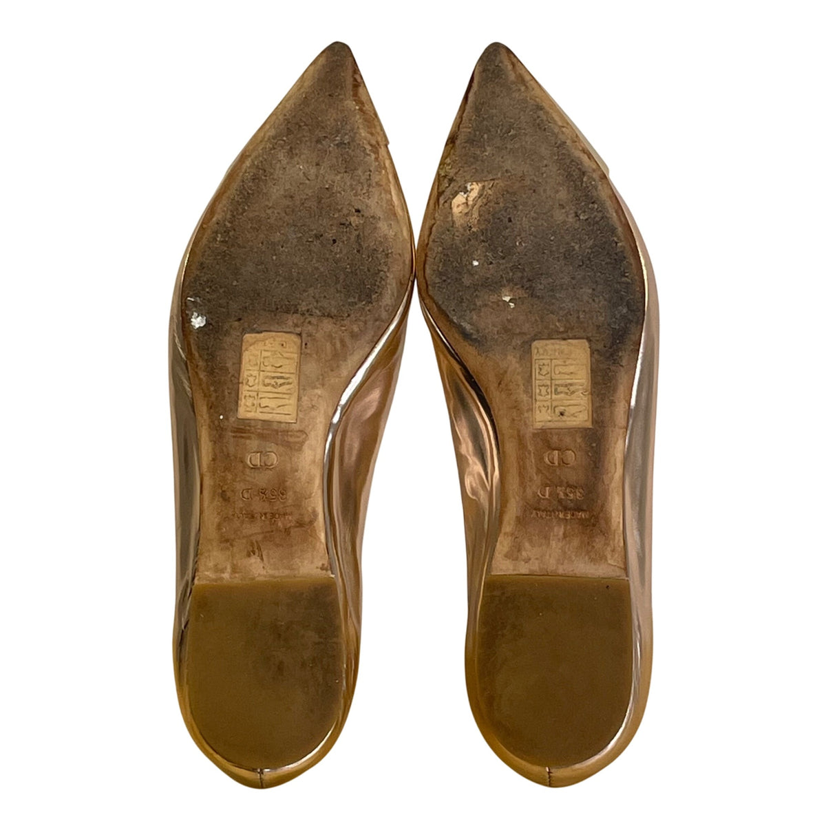 Christian Dior Women’s Gold Metallic Pointed Toe Ballet Flats Size 35.5
