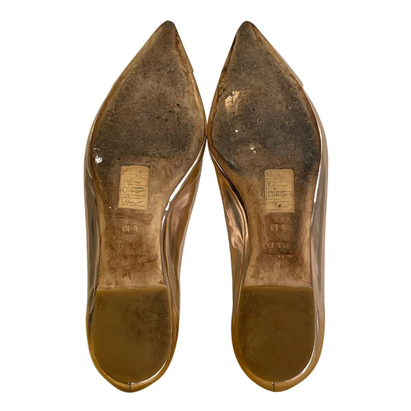 Christian Dior Women’s Gold Metallic Pointed Toe Ballet Flats Size 35.5