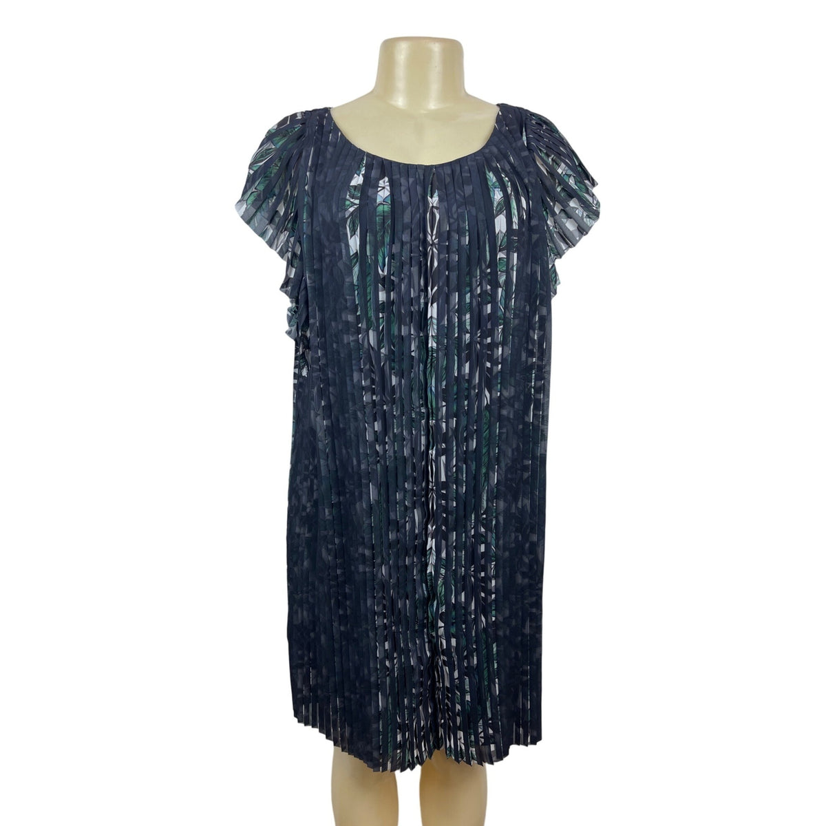 Max Studio Women’s Black Pleated Floral Pattern Dress Size M