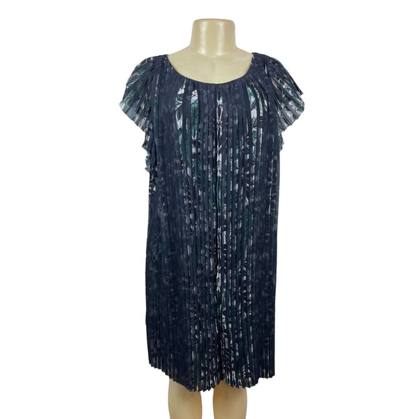 Max Studio Women’s Black Pleated Floral Pattern Dress Size M