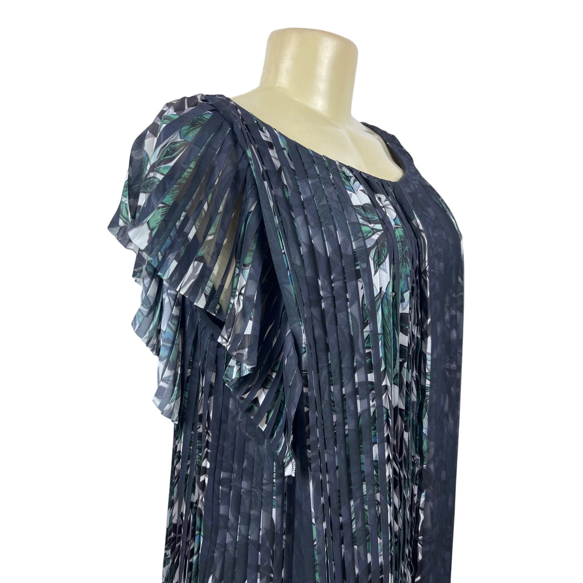 Max Studio Women’s Black Pleated Floral Pattern Dress Size M