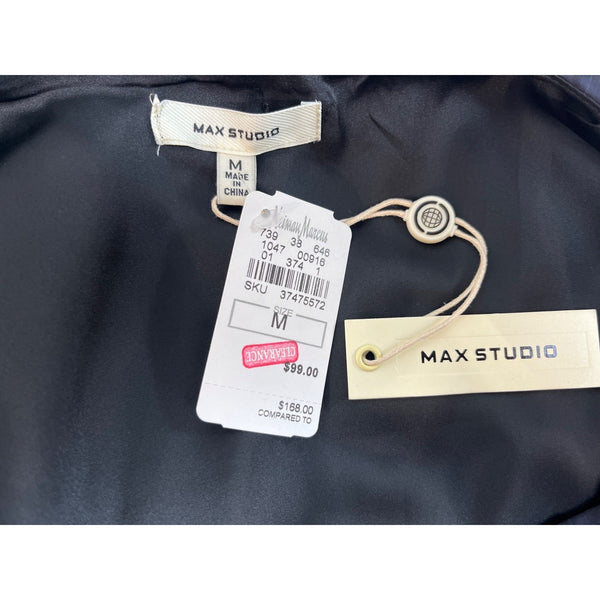 Max Studio Women’s Black Pleated Floral Pattern Dress Size M