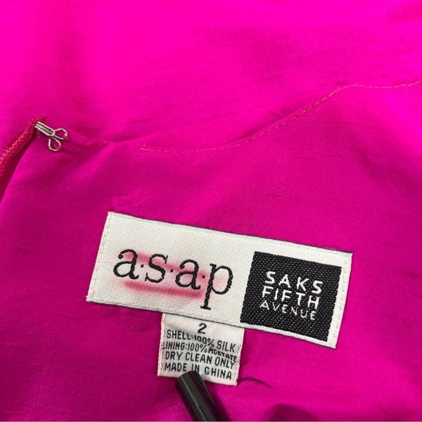 Asap Saks Fifth Avenue Hot Pink Sleeveless Silk Blend Sheath Dress Size 2